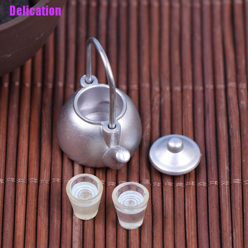 Bộ 3 mô hình ấm trà và cốc mini trang trí nhà búp bê