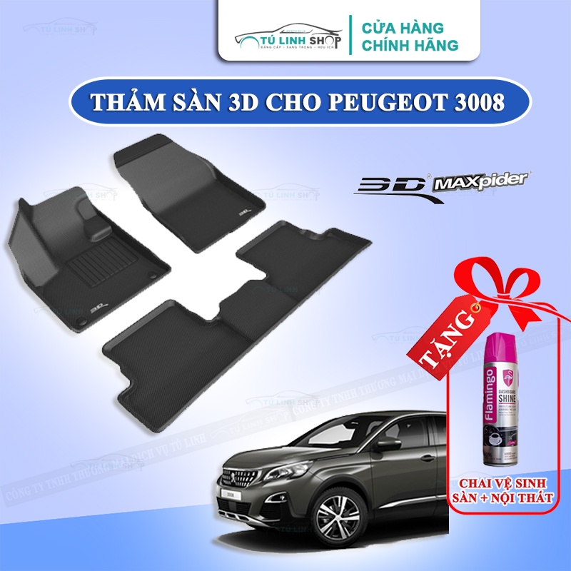 Thảm lót sàn PEUGEOT 3008 bằng khuôn đúc hãng Kardo hoặc 3D MAXpider KAGU, Chất liệu XPE an toàn không độc hại