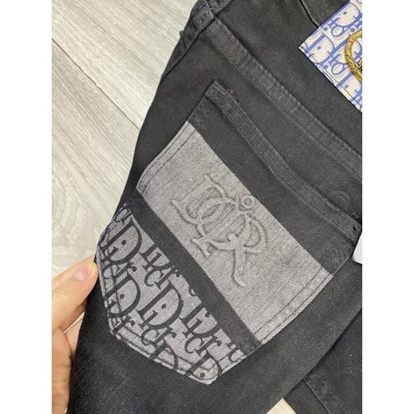 Quần bò dior trơn check túi mông sc 1548-3306, quần jean nam đen trơn phối túi dior chất đẹp, Bin Store