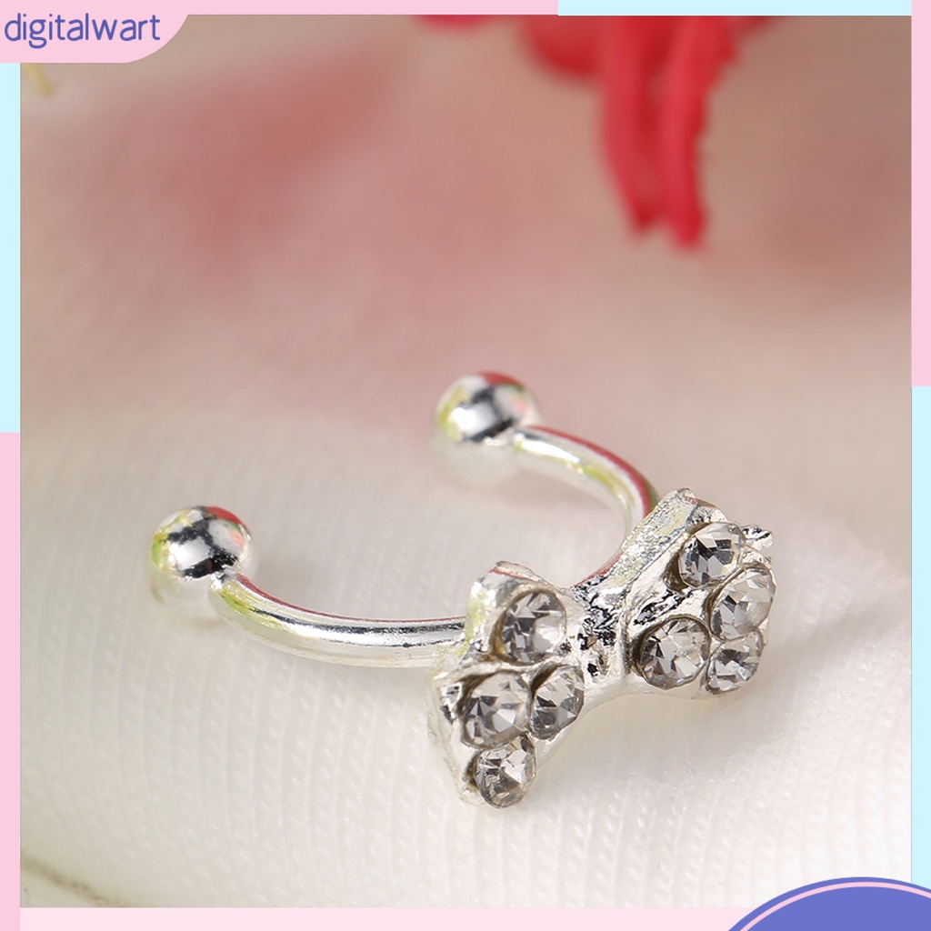 Khuyên vành tai đơn thiết kế hình nơ đính đá dễ thương sang trọng dành cho nữ