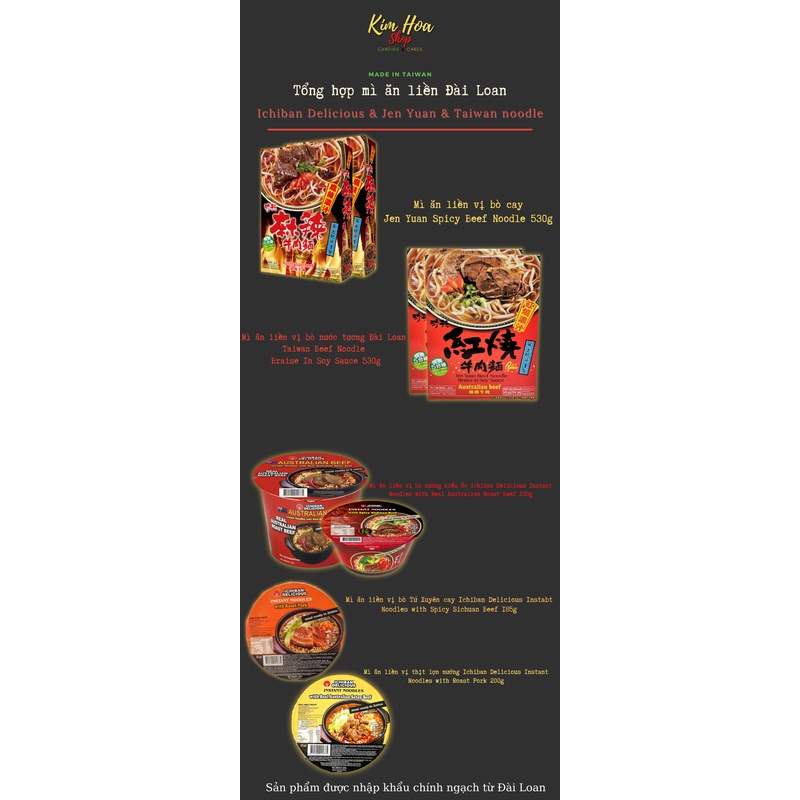 Tổng hợp các hương vị mì ăn liền Đài Loan Ichiban Delicious & Jen Yuan - MADE IN TAIWAN