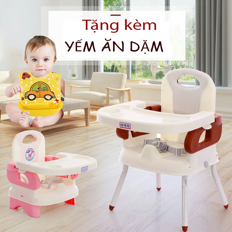 [Tặng yếm ăn dặm] GHẾ ĂN DẶM GẤP GỌN CHO BÉ CÓ CHÂN SẮT