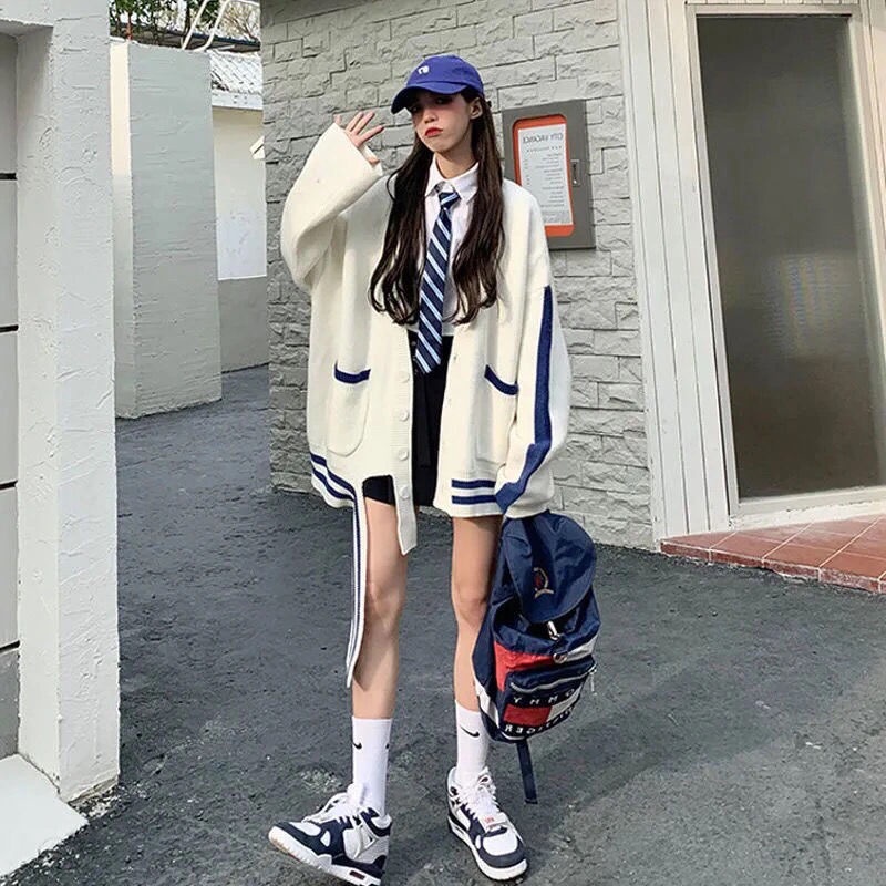 [Sản phẩm mới giá rẻ]Áo Khoác Cardigan Dệt Kim Dáng Rộng Phong Cách Hàn Quốc Mới Cho Nữ