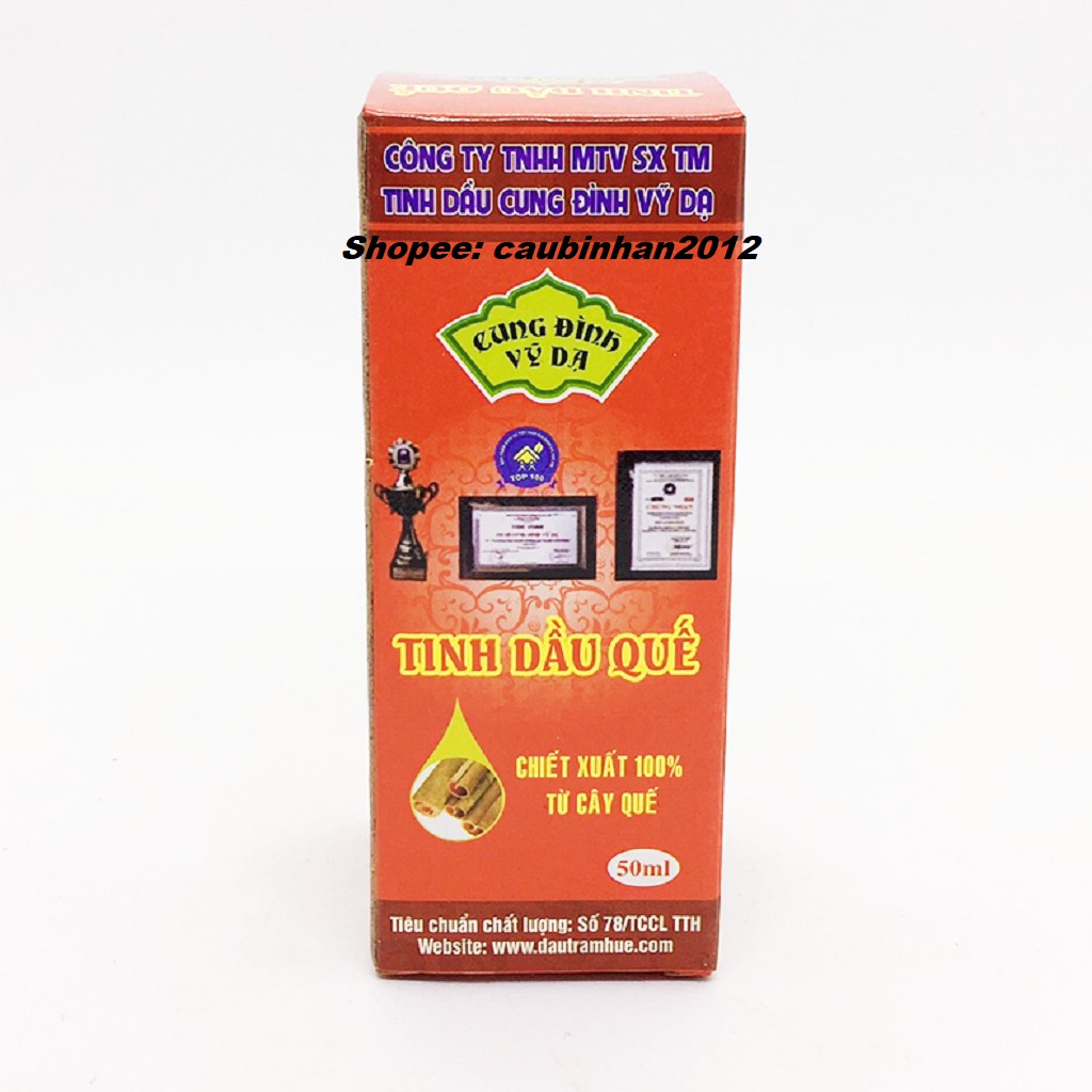 Tinh Dầu Quế Chai 50ml Cung Đình Vỹ Dạ Huế Nguyên Chất 100%