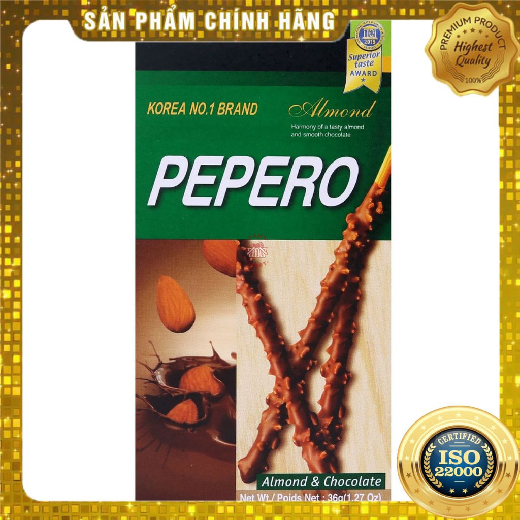 [ Yams Mart ] Bánh Que Lotte Pepero Hạnh Nhân Hộp 36G