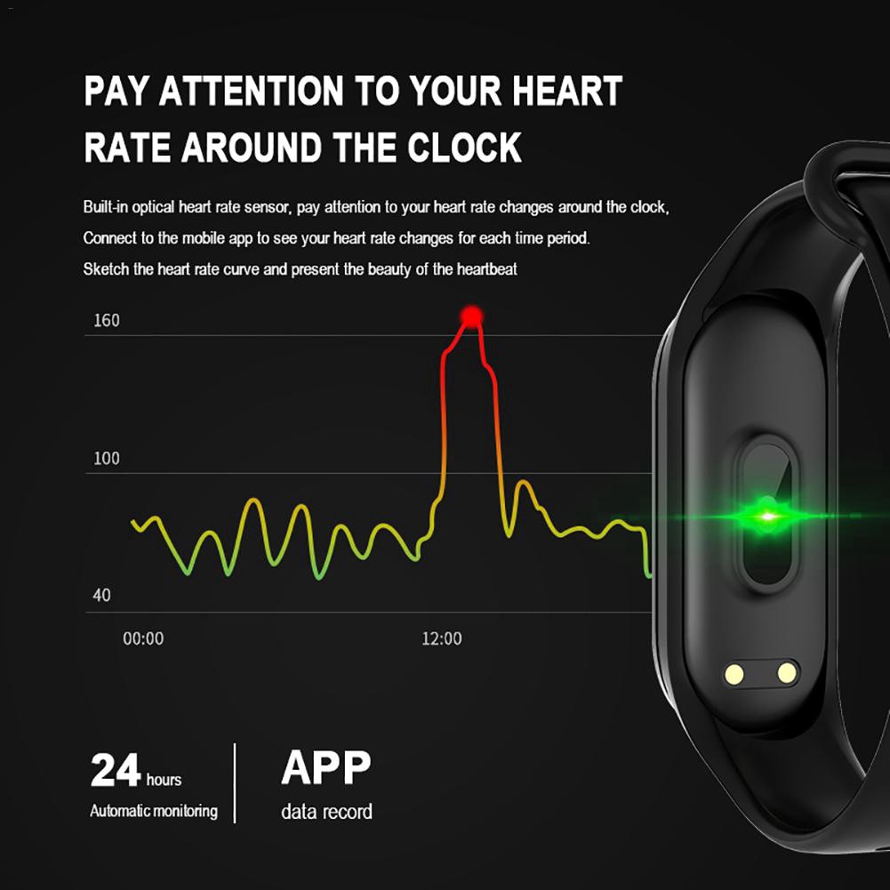 MA2 M4 đồng hồ thông minh M4 Smart band M4 Đồng hồ Fitness Tracker đeo tay thể thao Nhịp tim Huyết áp Smartband Theo dõi sức khỏe Đồng hồ thông minh