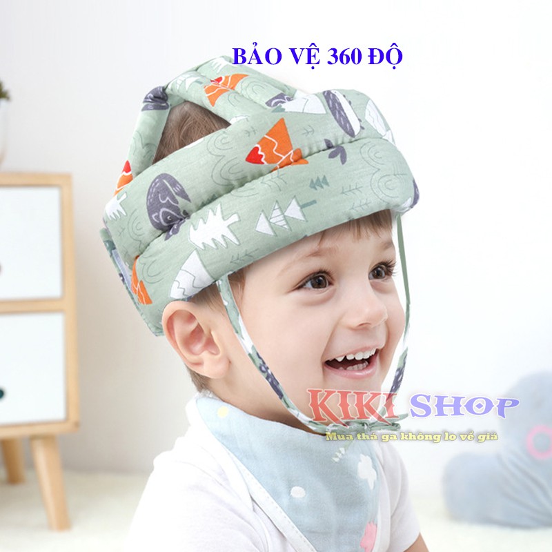 Mũ bảo vệ đầu cho bé 5-30 tháng tuổi, nón tập ngồi, tập đi sợi vải Polyester thoáng mát, Kiki shop