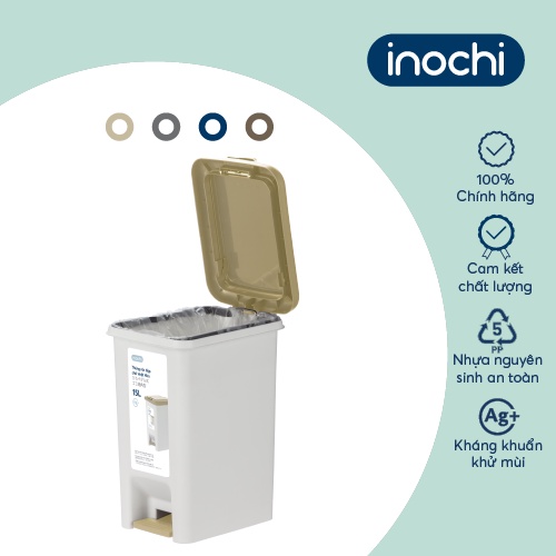 Thùng rác đạp chữ nhật Inochi - Hiro 10L/15L/20L/30L (loại kèm ruột) Nhiều màu