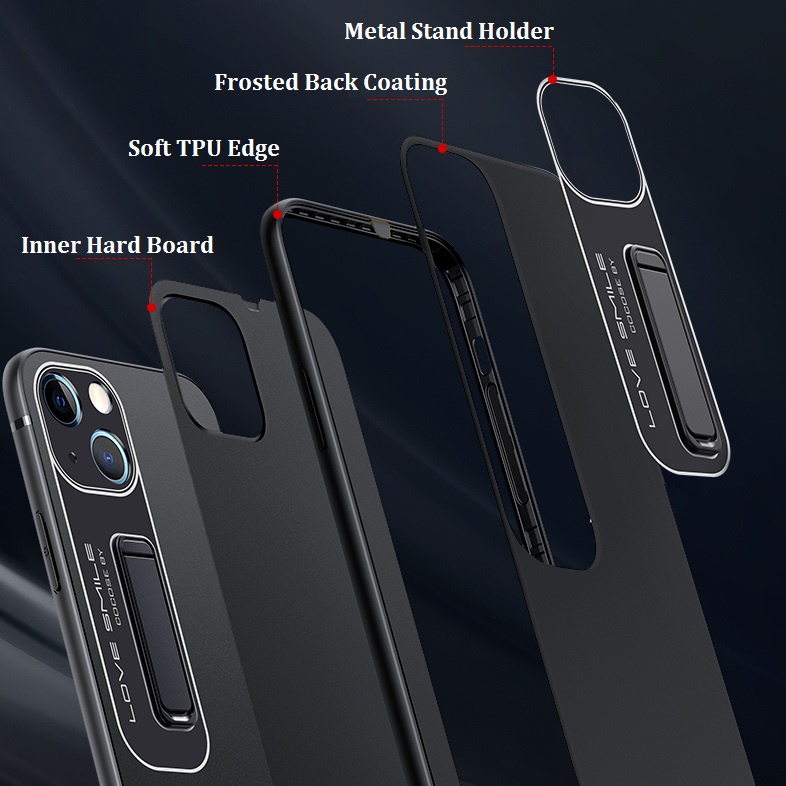 Ốp Điện Thoại Cứng Mặt Nhám Chống Sốc Có Chân Đế Cho iPhone 13 Pro Max/13/12 Pro Max/11 Pro Max