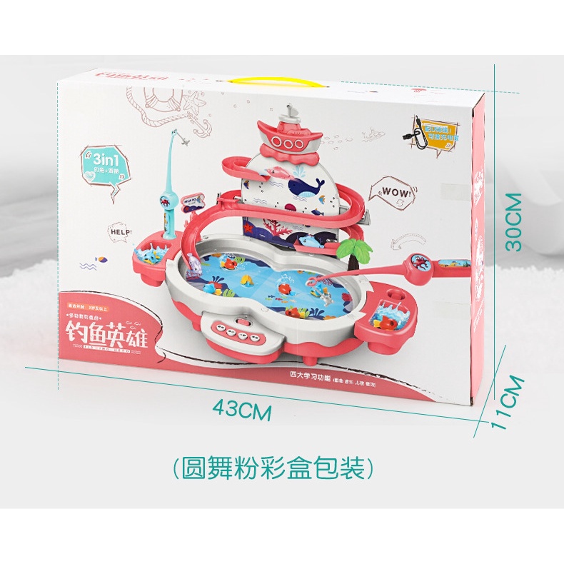 Bộ câu cá có tháp cầu trượt, phát nhạc, sạc pin, đồ chơi phát triển trí tuệ cho bé