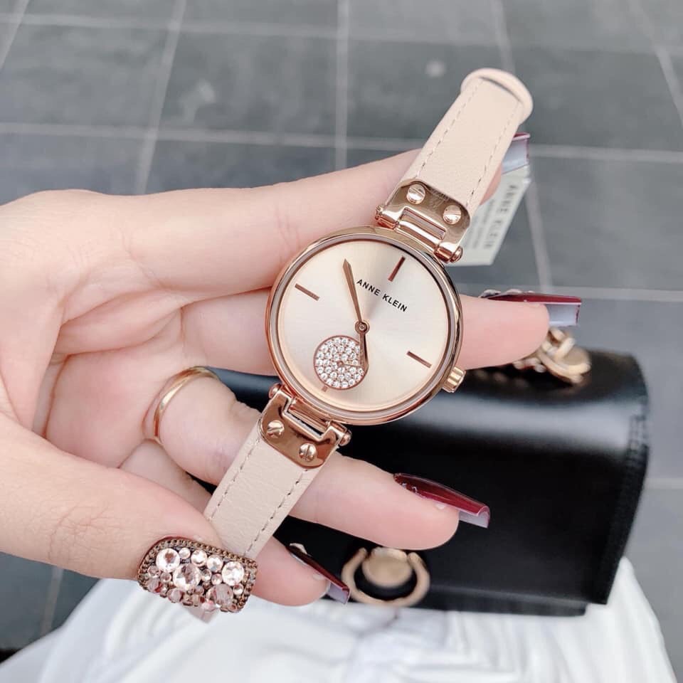 Đồng Hồ Nữ ANNE KLEIN AK/3380RGLP - 34mm - Dây Da - Authentic