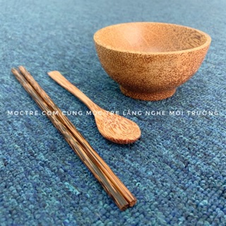 Bộ chén muỗng đũa gỗ dừa Mộc Tre