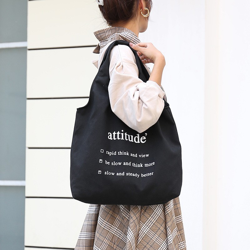 Túi Tote Vải Canvas Attitude Cỡ Lớn Dành Cho Nữ