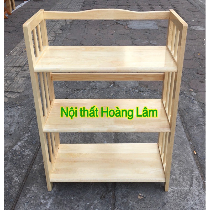 Kệ sách 65cm, 3 tầng gỗ cao su tự nhiên