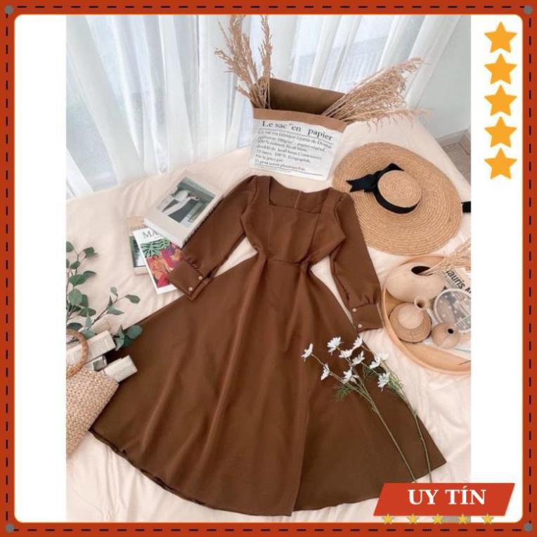 Đầm maxi cổ vuông dài tay Eva_home_fashion | BigBuy360 - bigbuy360.vn
