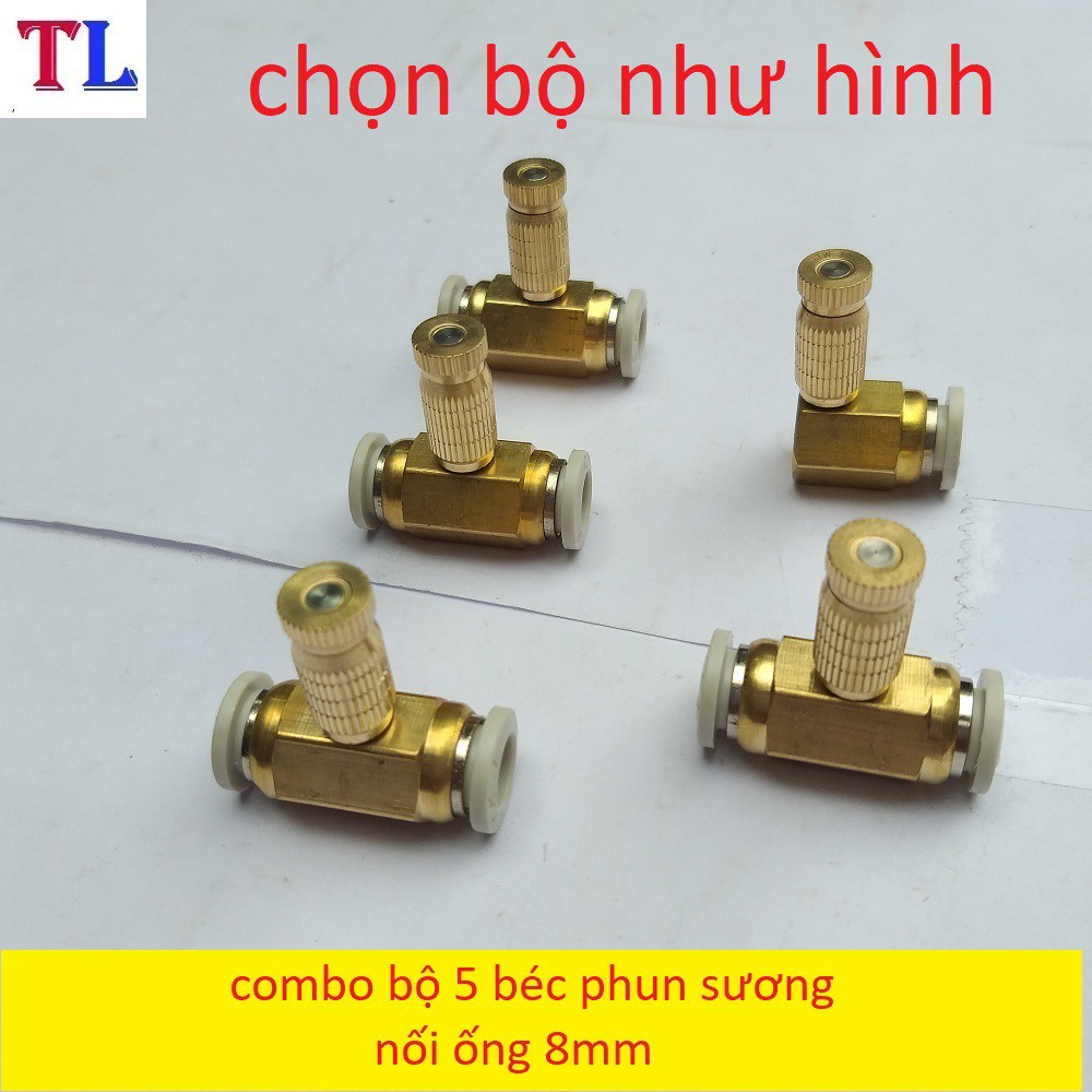 Bộ 5 Béc phun sương bằng đồng giá rẻ béc số 1-2-3-4-5-6-7-8