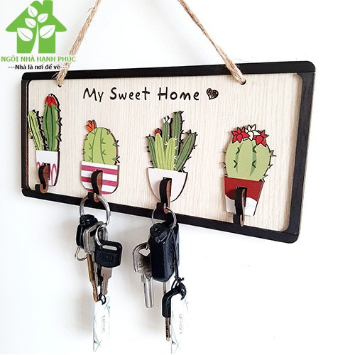 Bảng gỗ decor trang trí nhà cửa, Mẫu BM_150 có móc treo chìa khóa