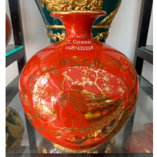 Bình hút lộc công đào tài lộc nhiều màu sứ Bát Tràng