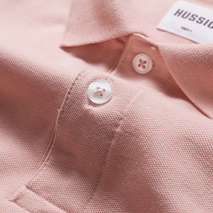 Áo polo nam trơn HUSSIO classic vải cá sấu tay ngắn trẻ trung | BigBuy360 - bigbuy360.vn
