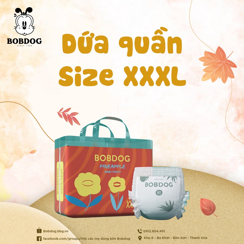 Tã dứa quần Bobdog size L36/XL36/XXL34/XXXL32 miếng/bịch