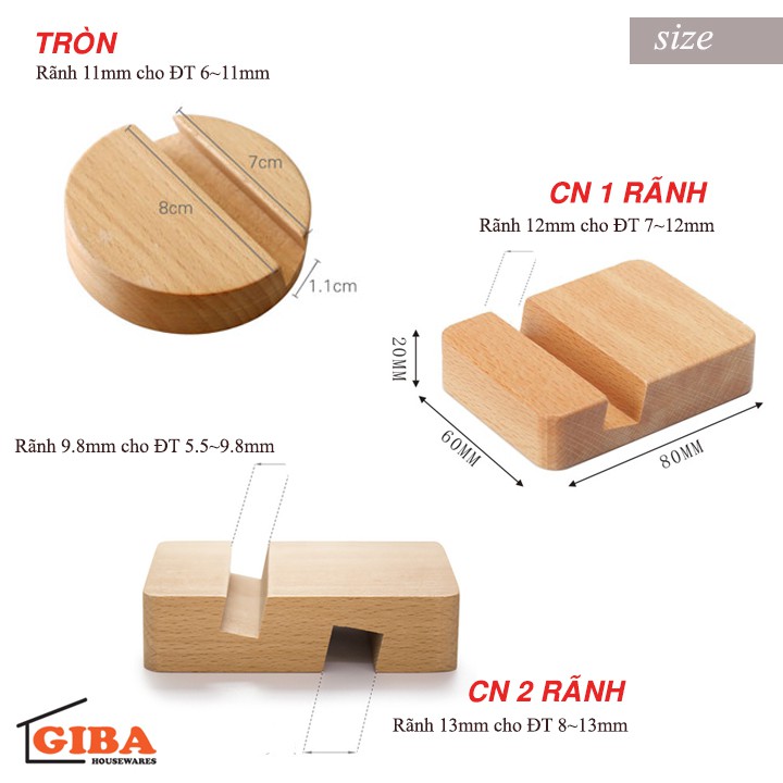 Giá đỡ, kệ điện thoại iphone / ipad - gỗ beech (3 kiểu) - GIBA