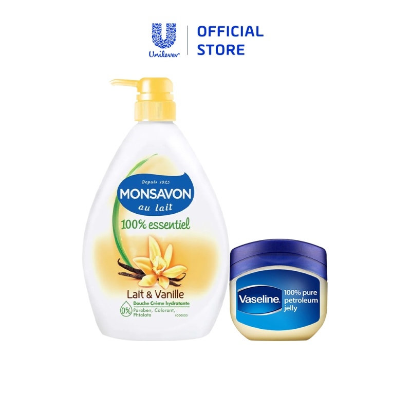 [Mã COSUI03 giảm 8% đơn 150K] Bộ sữa tắm Monsavon 1000ml + sáp dưỡng ẩm Vaseline 50ml