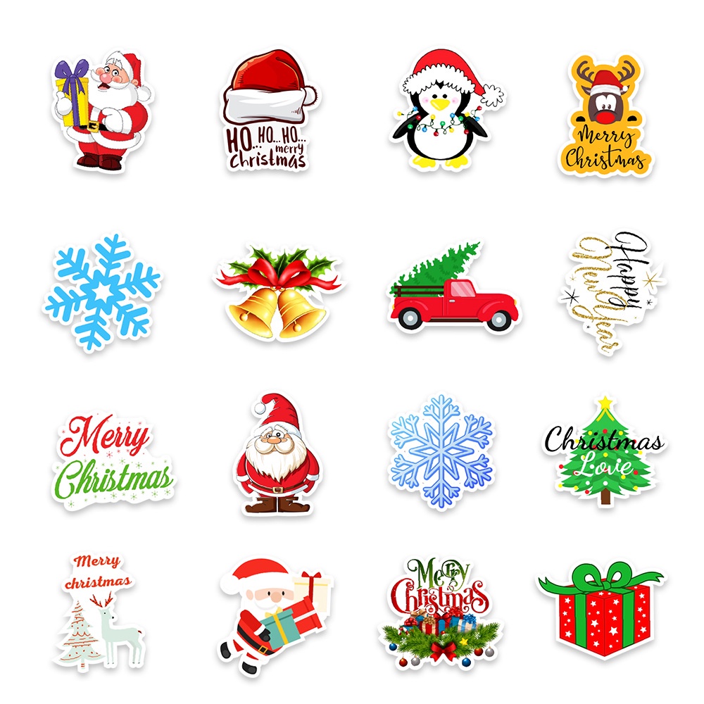 50 Sticker CHỦ ĐỀ GIÁNG SINH chống nước sticker dán laptop, điện thoại, đàn guitar, mũ bảo hiểm, vali không trùng nhau