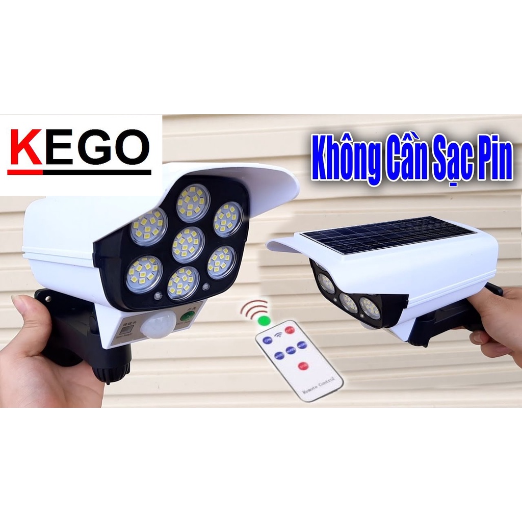 Đèn năng lượng mặt trời giả camera chống trộm cảm ứng tự động BẬT TẮT có điều khiển từ xa
