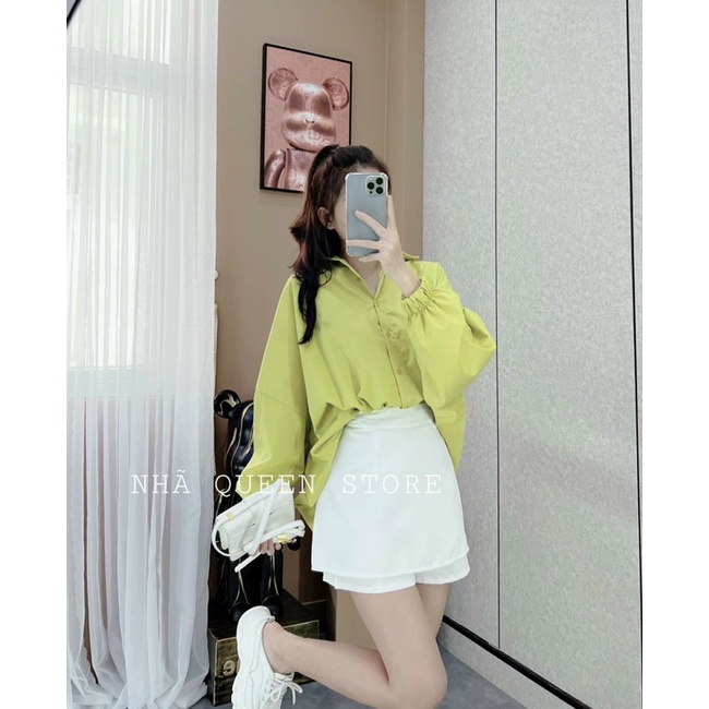 Set Áo Sơ Mi xanh chân váy trắng 4 màu
