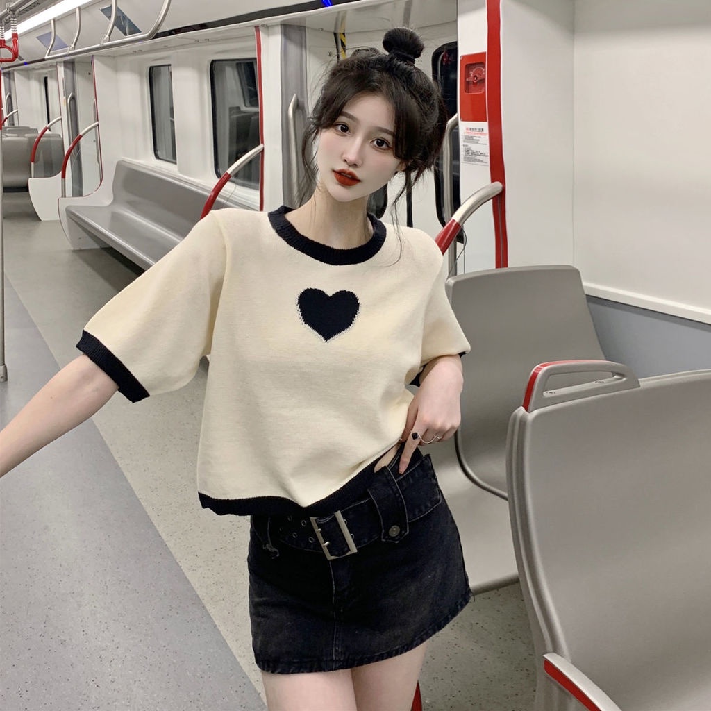 Áo Thun Tay Ngắn Dáng Rộng Thiết Kế Ngọt Ngào Thời Trang Cho Nữ