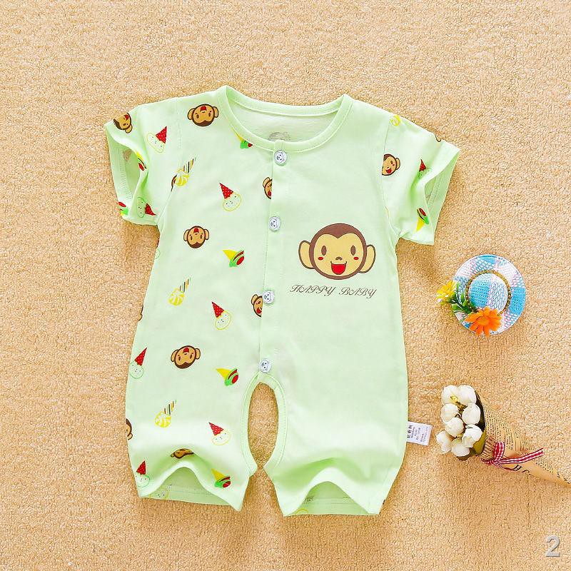 ☄▨❅bé một mảnh mùa hè ngắn tay hở lưng vải cotton mỏng 0-1 3 tuổi quần áo sơ sinh romper