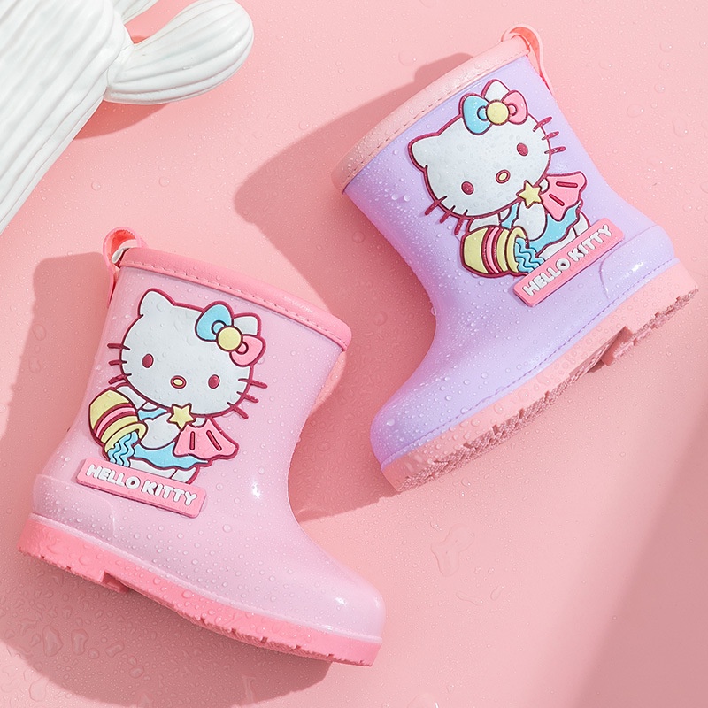 Ủng Đi Mưa Đế Mềm Chống Trượt Hình Hello Kitty Cho Bé