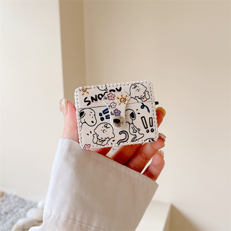 Vỏ Bảo Vệ Hộp Sạc Tai nghe không dây Airpods pro / 3 / 2 / 1 3 2 1 Pro2 Bằng Da PU Hình Chú Chó Snoopy Hoạt Hình