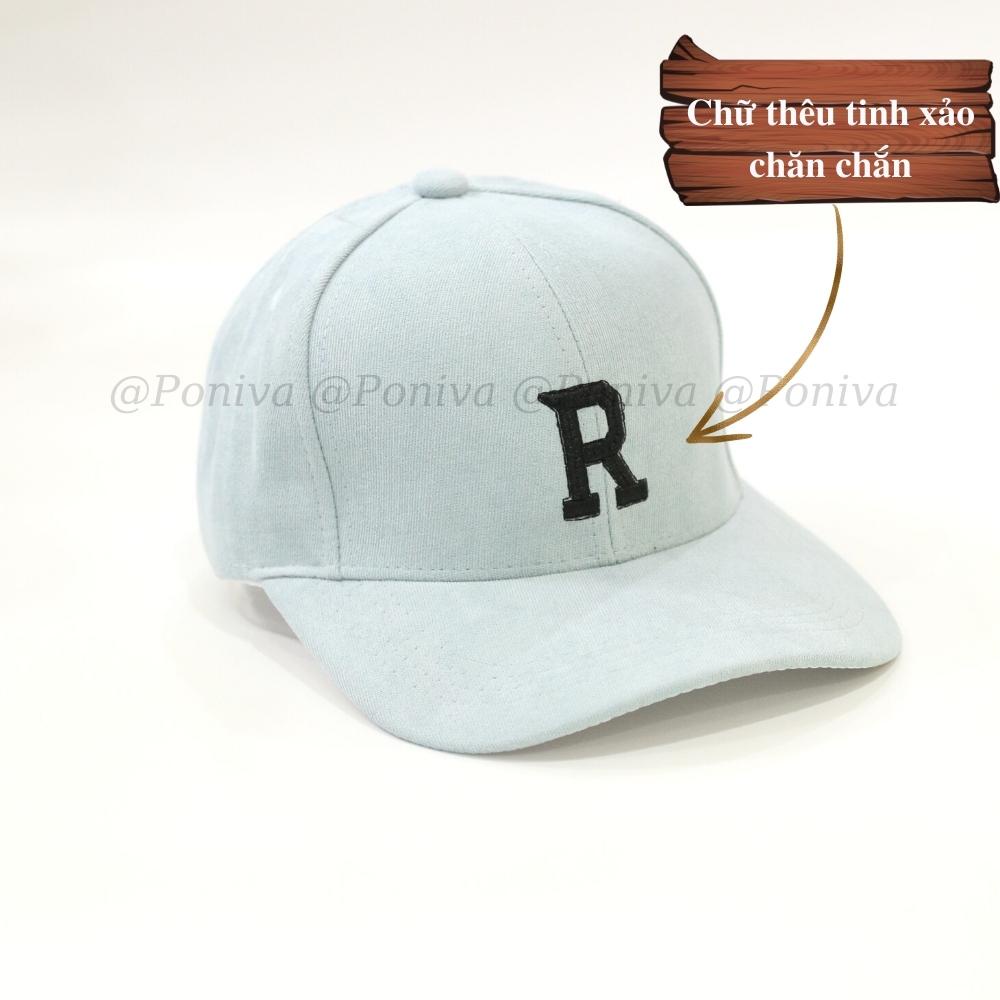 Mũ lưỡi trai ❤️ Nón kết thêu chữ R chất vải nhung mịn form unisex R77 phong cách Ulzzang Thời trang PONIVA siêu hot