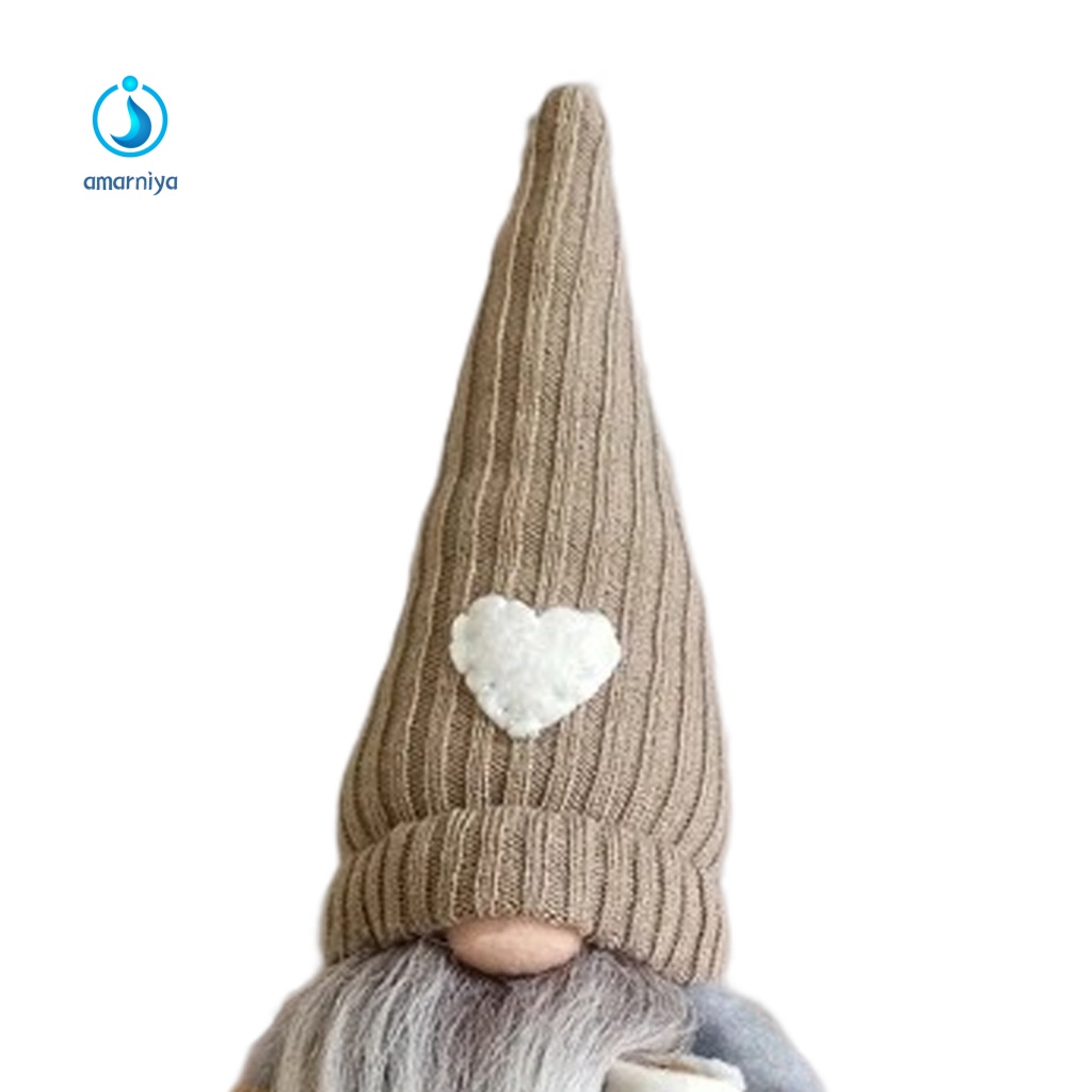 AMAR Christmas Plush Doll Xmas Tabletop Faceless Gnome Stuffed Ornament Knitted Heart Hat