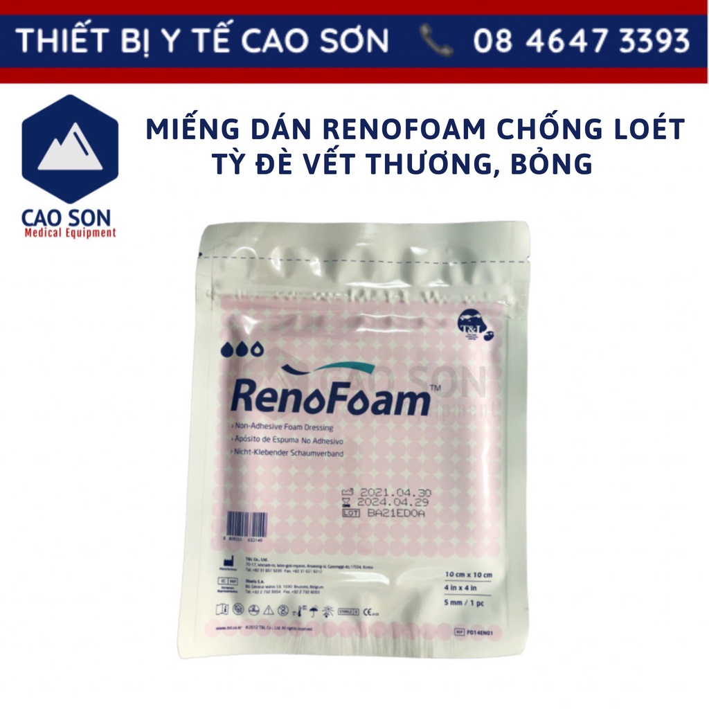 Miếng dán Renofoam chống lỡ loét, tỳ đè vết thương, vết bỏng 10*10cm