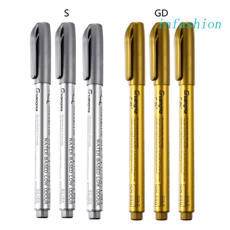 Bộ 1 / 2 / 6 Bút Lông Acrylic Đánh Dấu Vĩnh Viễn Màu Vàng / Bạc
