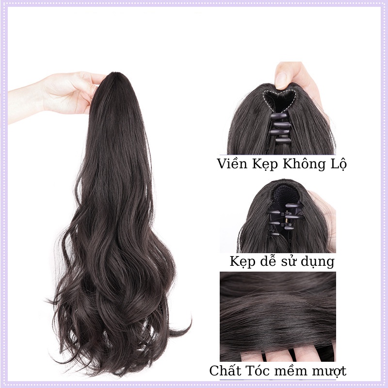Tóc giả ngoạm xoăn đuôi sóng - Tóc giả nữ kẹp đuôi ngựa ngoặm xoăn sóng dài 45cm, 50cm - 32