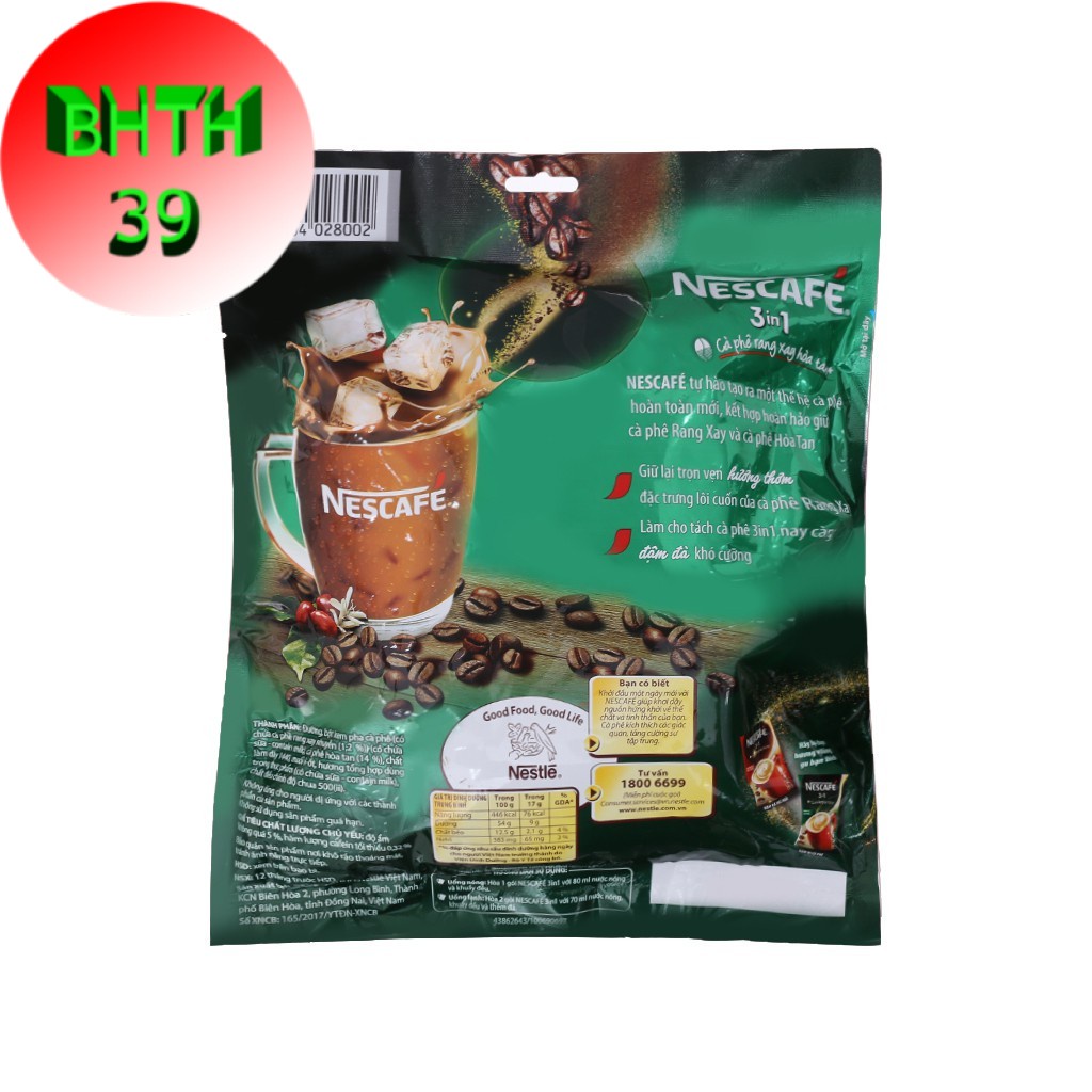 Cà phê hòa tan NesCafe bịch Xanh 46 gói - cafe sữa nescafe 3 in 1