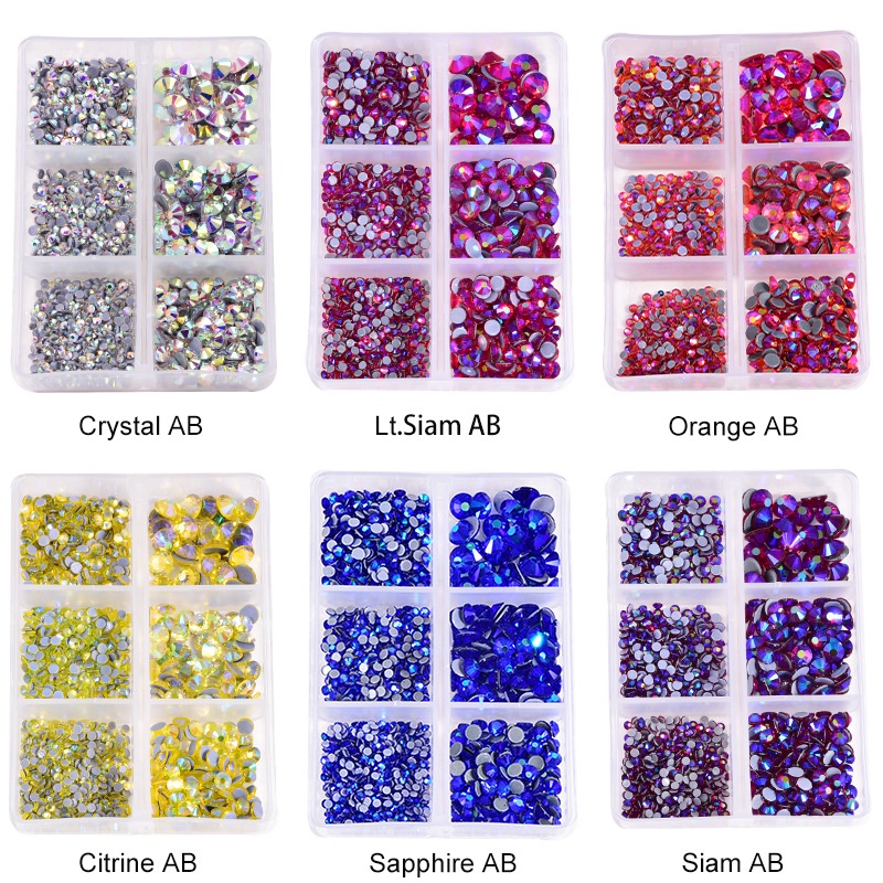 Đá Đính Móng Tay Pha Lê Lấp Lánh Nhiều Màu Size ss6-ss20