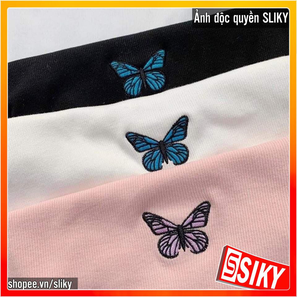 Áo Thun Croptop 3 Lỗ Thêu Bướm Siêu Xinh ACRBB3LO006-Sliky | BigBuy360 - bigbuy360.vn