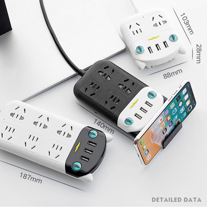 Ổ cắm điện hình mèo có đầu cắm USB tiện lợi