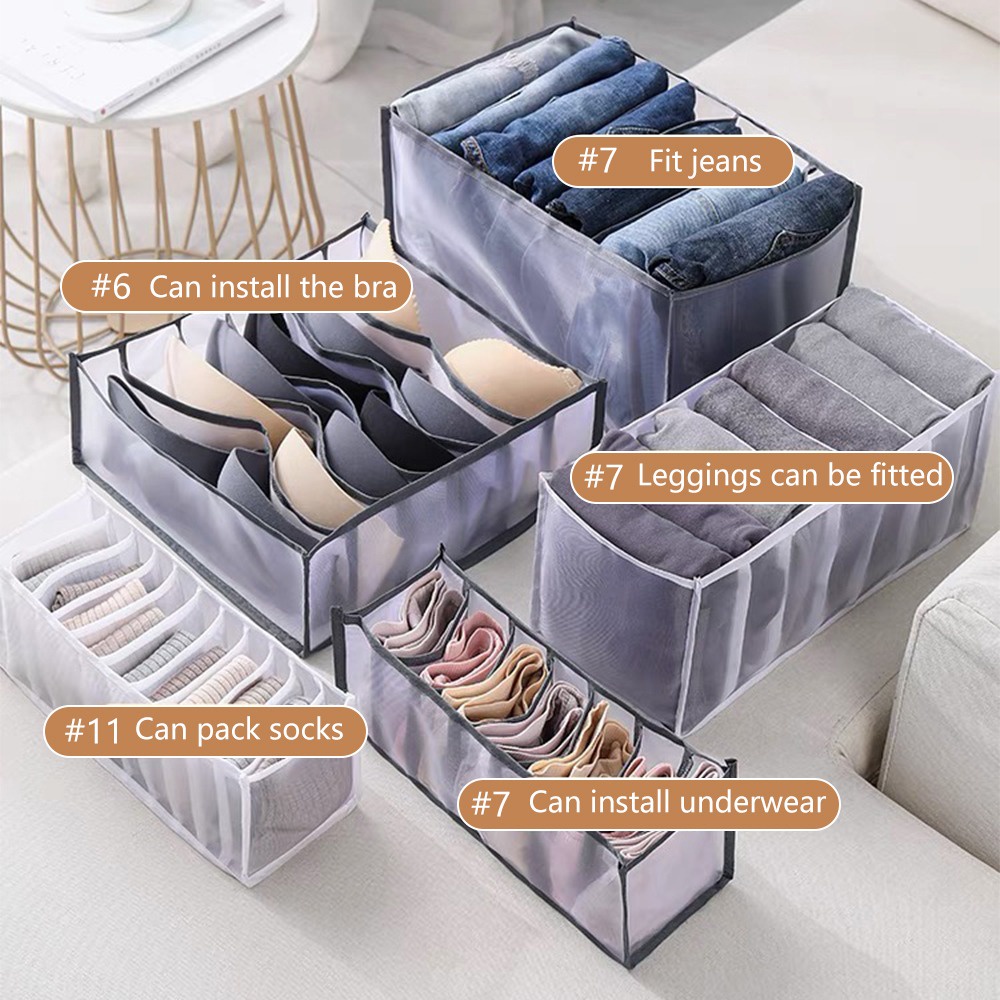 Túi chia ngăn đựng quần áo LivingC, túi đựng đồ lót, khay chia quần áo hộp đựng đồ gấp gọn tiện lợi.