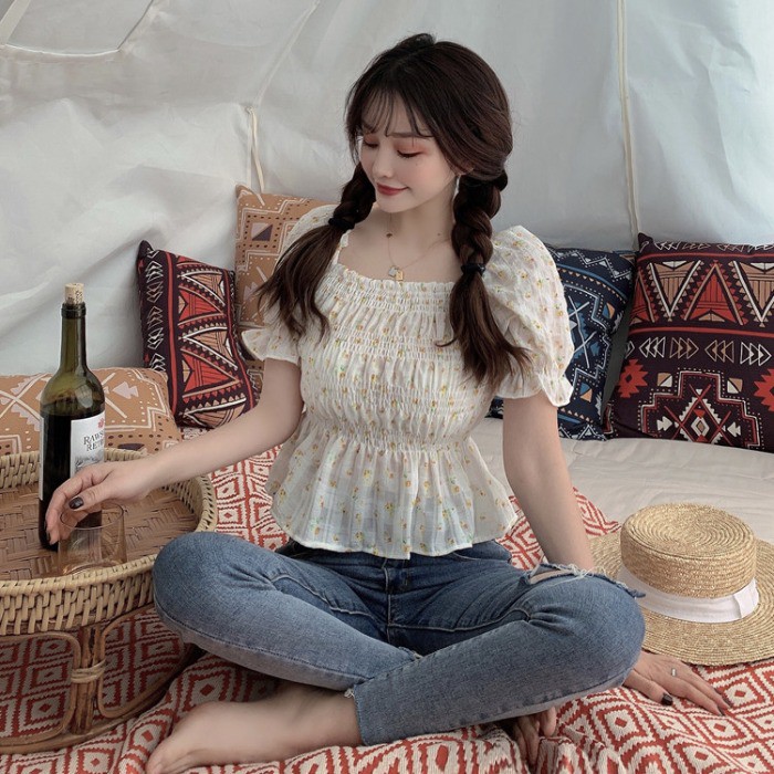 Áo hoa nhí tay ngắn phong cách Hàn Quốc