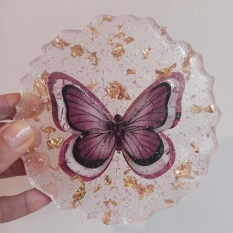 Khuôn Làm Đế Lót Ly Bằng Nhựa Resin Bóng Thủ Công DIY