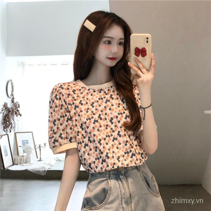 Áo Thun Do Dower Tay Ngắn Cổ Tròn In Họa Tiết Hoa Thời Trang Trẻ Trung