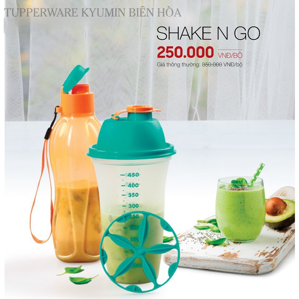 Bộ bình lắc và bình nước Tupperware Memberkit Shake N Go