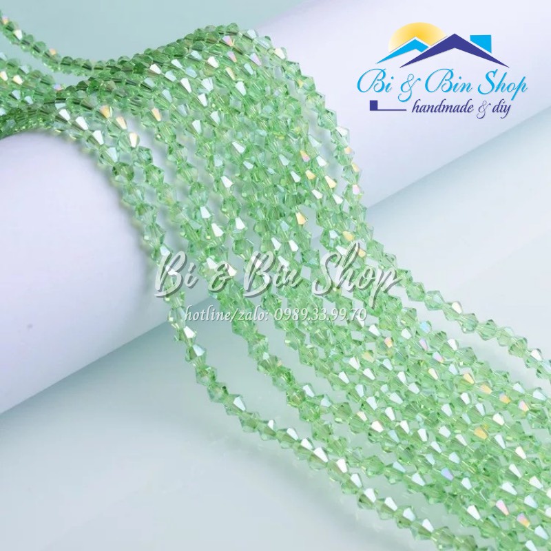 [2] 100 Viên Pha Lê Nón 4mm Màu Ánh Cừ Đính Kết Trang Phục, Làm Trang Sức Handmade