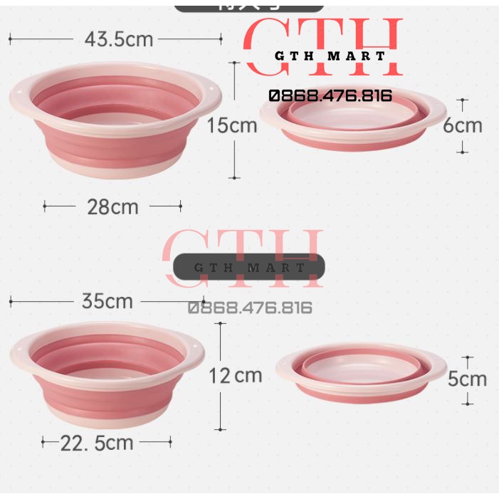 [Size lớn] Chậu rửa mặt gấp gọn  Silicone , chậu rửa đứng cho trẻ em -GTH MART