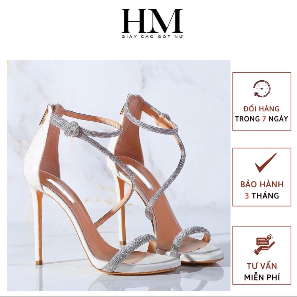 Giày Sandal quai chéo 9 Phân màu trắng hàng thiết kế - HMStore